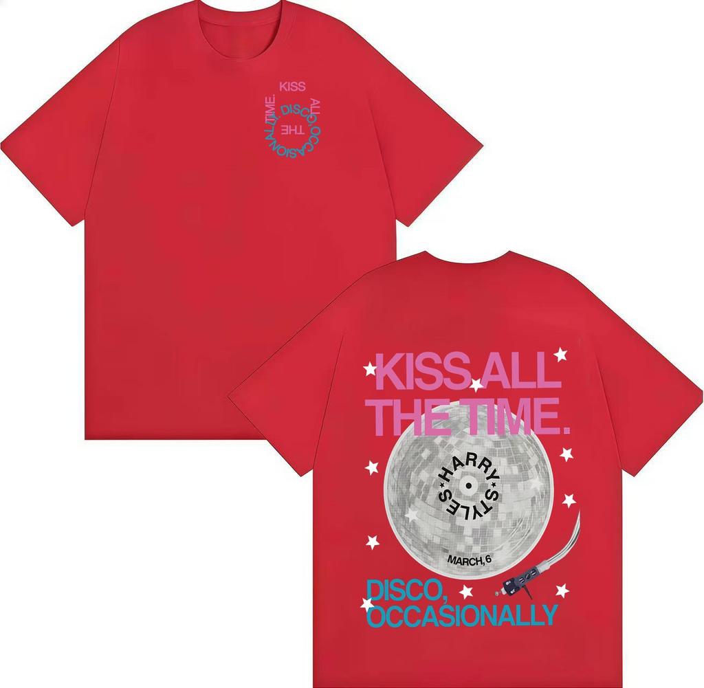 2026 Harry Styles Kiss All The Time Disco Occasionally Graphics Tshirt Men Women Summer Cotton Clothing Short Sleeved Top