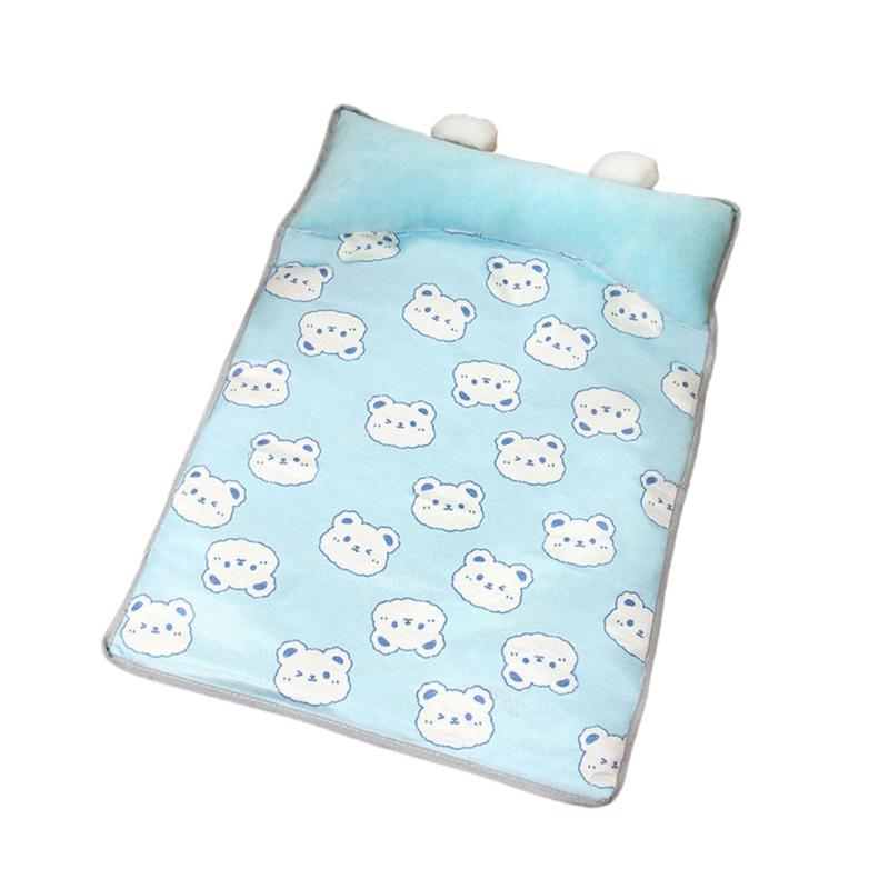 Lovely Pattern Pet Cooling Mat For Small Dog Cats Soft Ice Silk Fabric Bedding Machine Washable Nonslip Design Pet Bed