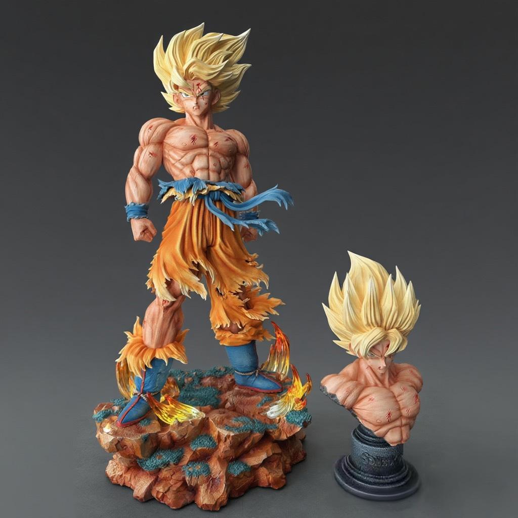 Фигурка Jt Statue Dragon Ball Z Сон Гоку Сменные Головы Светодиодная Основа Супер Сайян Гоку Набор Фигурок Действия Режим Игрушки Подарки