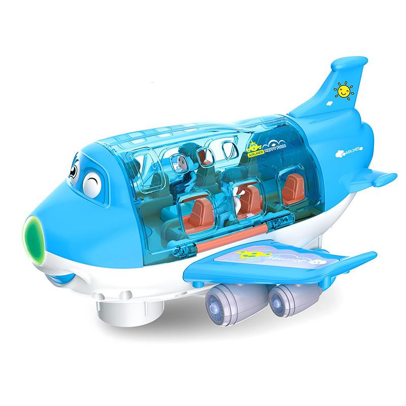 Kids Electric Simulation Airplane Toy With Rotating LED Lights And Sound Cartoon Aircraft Model Gift For Boys And Girls