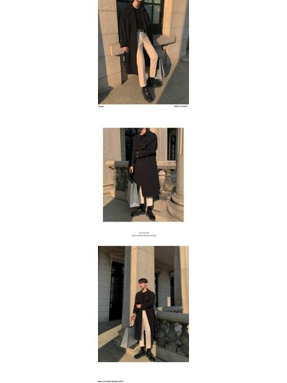 Мужской двубортный тренч средней длины в корейском стиле - Модный, свободный, ниже колена, универсальная повседневная куртка для весны и осени