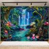 Tropical Jungle Wild Animal Backdrop Natural Green Forest Wall Hanging Tapestry Palm Trees Soaring Birds photography background