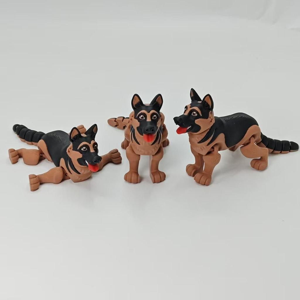 3D-печатная модель щенка немецкой овчарки, подвижная игрушка – Реалистичный подарок-питомец на рабочий стол