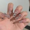 24pcs Nail Pieces Wearable Nails Ice Transparent False Nails