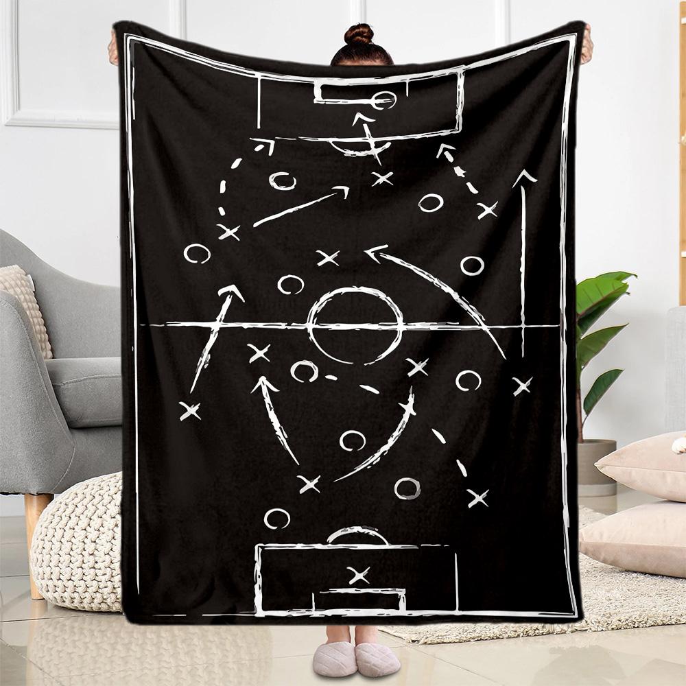 1pc Football Field Layout blanket Soft and Warm for Sofa Office Camping Travel Livingroom Great Gift for Friends and Family Comfortable