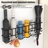 Hollow Umbrella Storage Rack Wall Mount Coat Rack with 6 Hangers Load Bearing Hat And Clothing Organizer for Bathroom Living Room