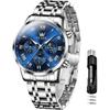OLEVS Multifunction Men's Watch Stainless Steel Classic Quartz Analog Waterproof Date Luminous Fashion Timepiece