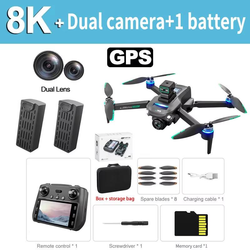2025 S159 GPS RC Drone 5G 8K HD ESC Photography Двойная камера Professional WIFI FPV Backhaul Screen Obstacle Avoiding Butterfly Quadcopter Toy