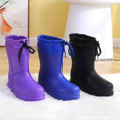 Мода 2025 Роскошные Дизайнерские Женские Зимние Водонепроницаемые Ботильоны из ЭВА Девушка Классические Снежные Ботинки Плюшевые Ботильоны Женские Резиновые Сапоги размер 44