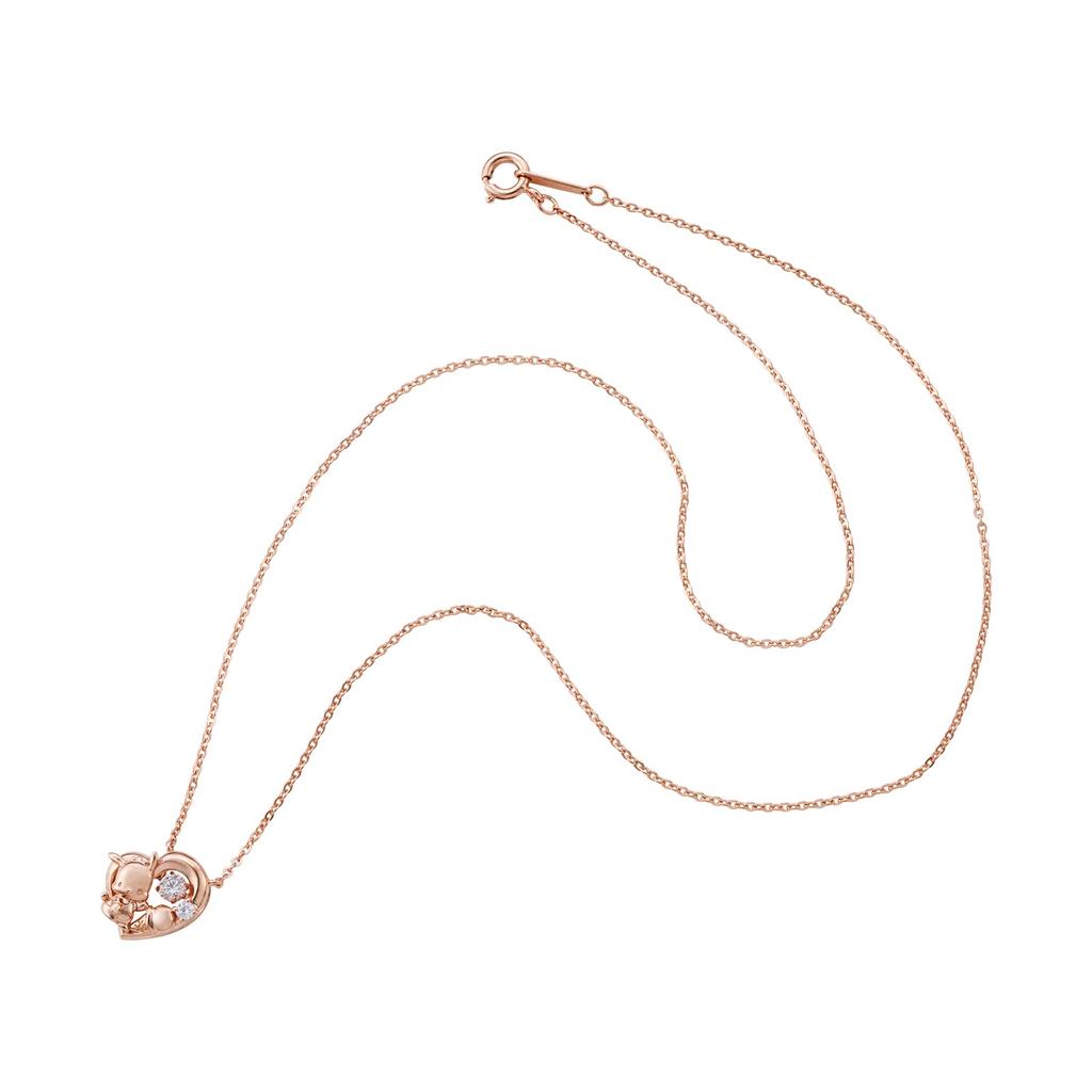 Pochacco Sanrio Sanrio Characters Dancing Stone Necklace Pendant Open Heart Pink Gold Silver 925 Cubic Zirconia [White Clover] SAPOC-N005PG