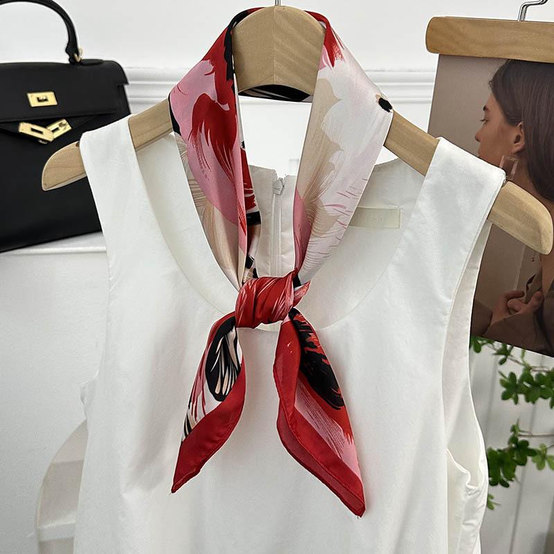 Silk Scarf Neck 70 Square Scarf New Printing Small Fresh Versatile Streamer Neck Protector Scarf Shawl