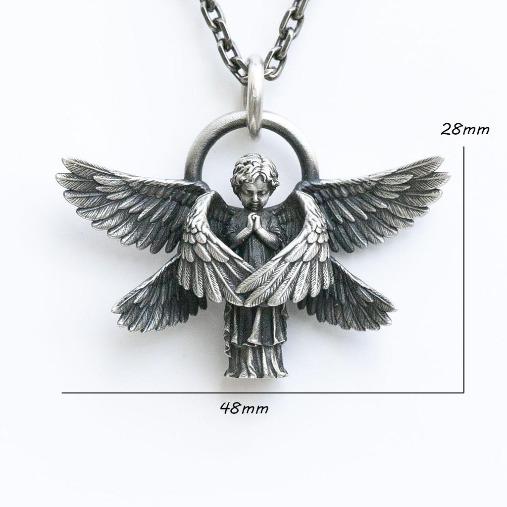 925 Sterling Silver Six Winged Angel Pendant Couple Men 'S Necklace
