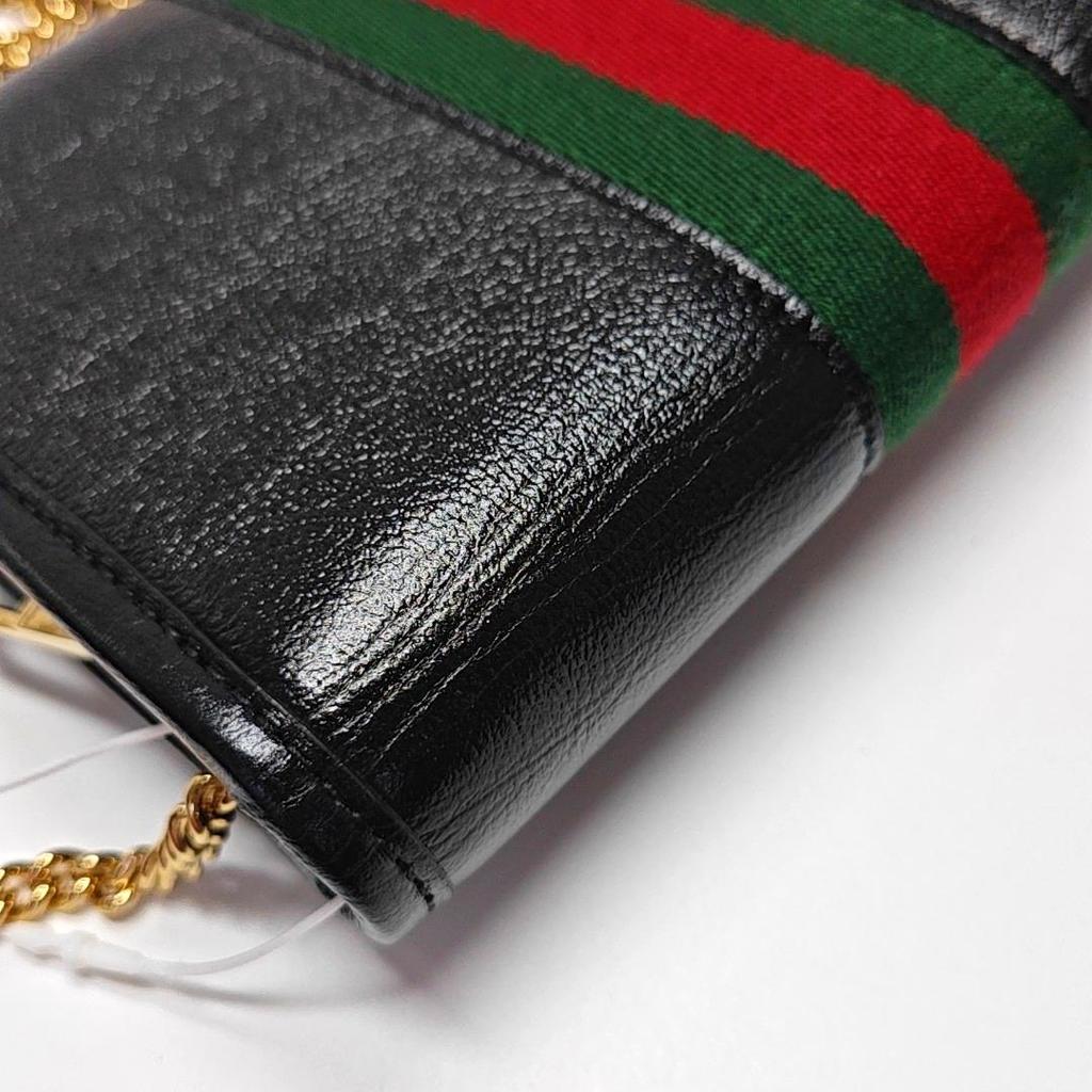 [Pre-Owned] Rajah Crystal Enamel Tiger Head Decorated Striped Web Leather Chain Shoulder Bag - Excellent #1PA2UKF
