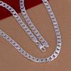 POMOiii Silver Plated 925 Silver Ladies Men's Necklace Jewelry New Korean Necklace Flat Chain