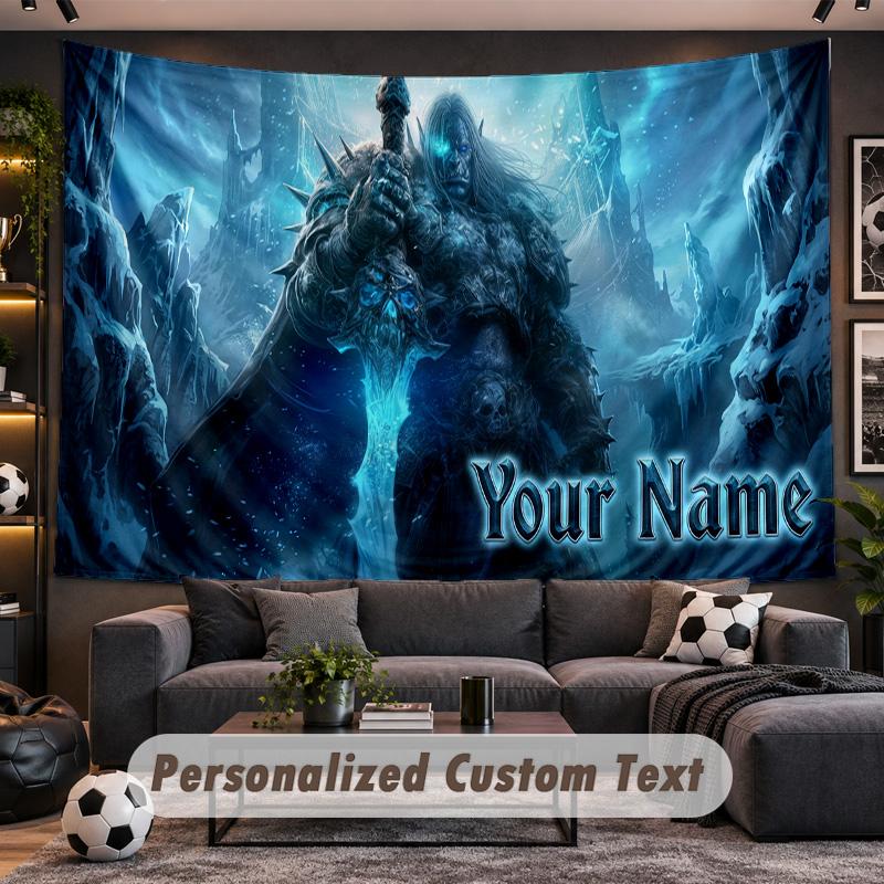World of Warcraft Personalized Tapestry Support Custom Name, Wall Art Home Decoration