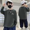 100% Pure Cotton Boys' Long-Sleeve Casual Round Neck T-Shirt for Autumn