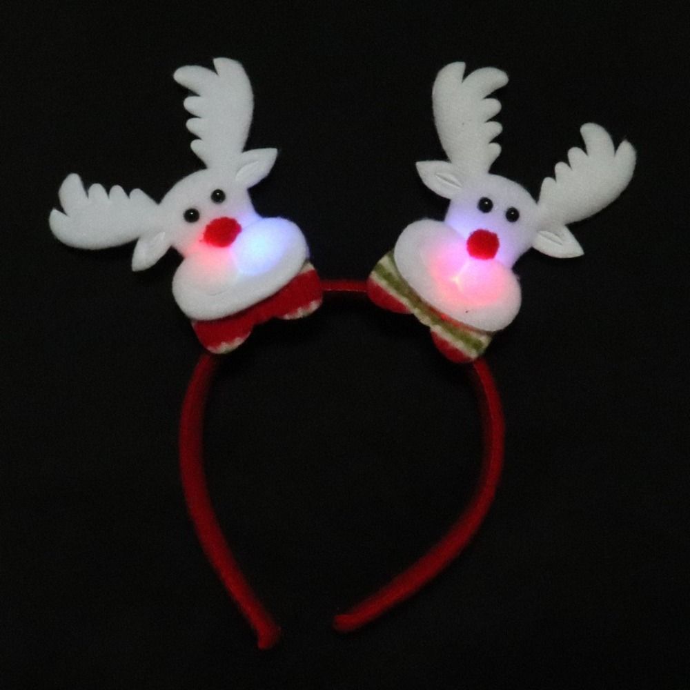 Red Christmas LED Headband Elk Santa Hairband Headwear Elk LED Light Headband  New Year's Eve