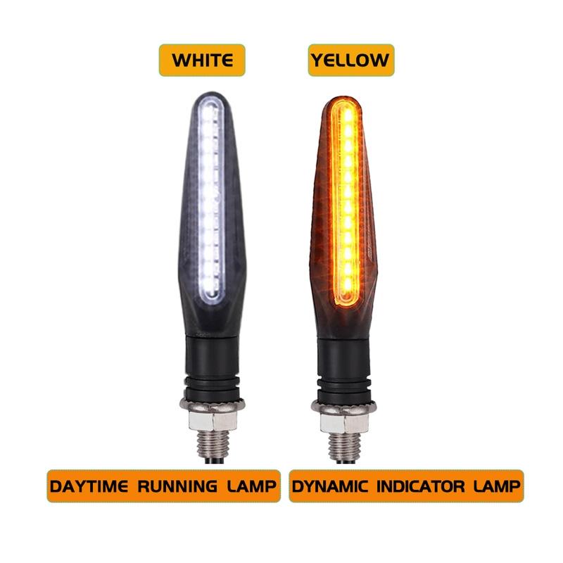 2 шт., 24 светодиода, универсальный индикатор для мотоцикла, плавный указатель поворота, гибкий мигающий тормоз/дневной бег