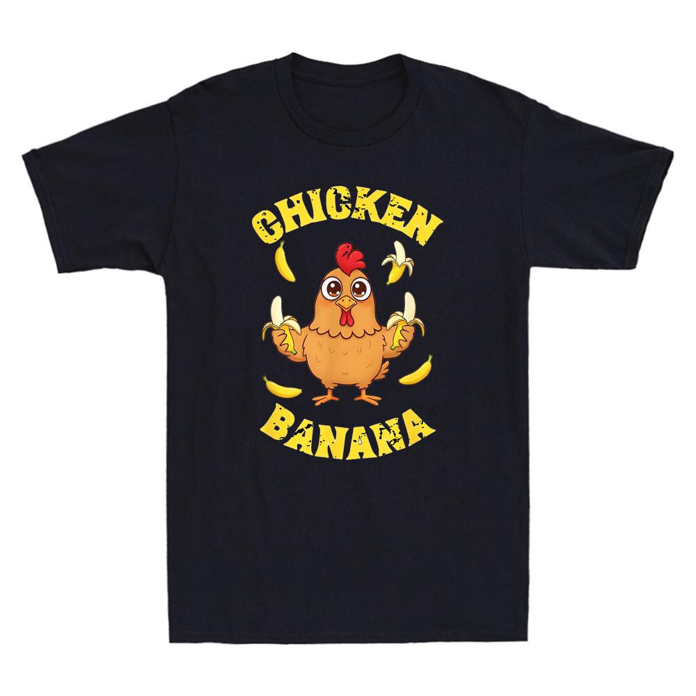 Chicken Banana Funny Chicken Hold Banana Cartoon Meme Men039;s Short Sleeve T-Shirt Unisex T-Shirt