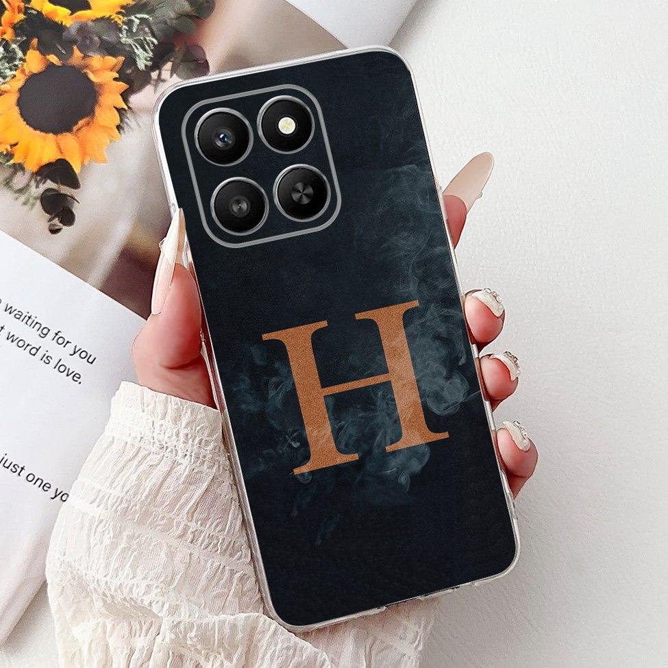 Clear For Honor 400Smart 5G LGN-NX1 Case For Honor 400 Smart Cover Luxury A-Z Letters Fashion Flowers Crown Soft Bumper Casing