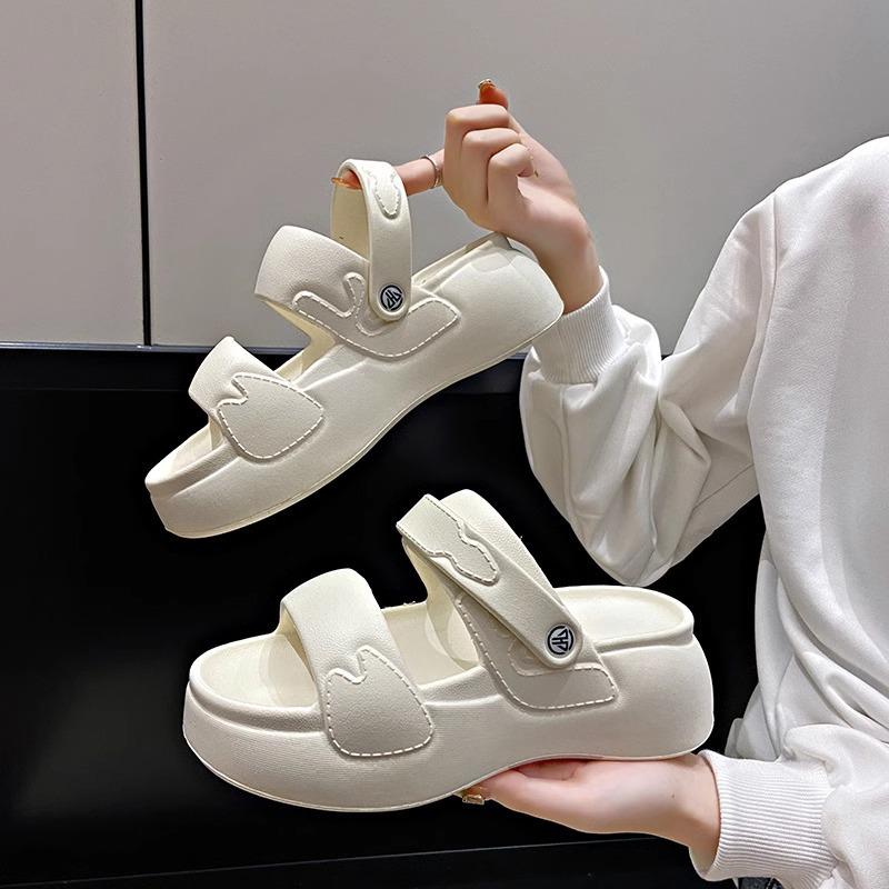 Женские шлепанцы EVA на толстой подошве — нескользящие, с мягкой подошвой, с двойными ремешками, пляжные сандалии