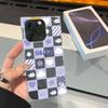 Square Back Tube Protection Clear Case For iPhone 14 Pro Max 12 13 16 ProMax 11 15 Plus Anti-Oxygen,Grid Love Pattern Casing