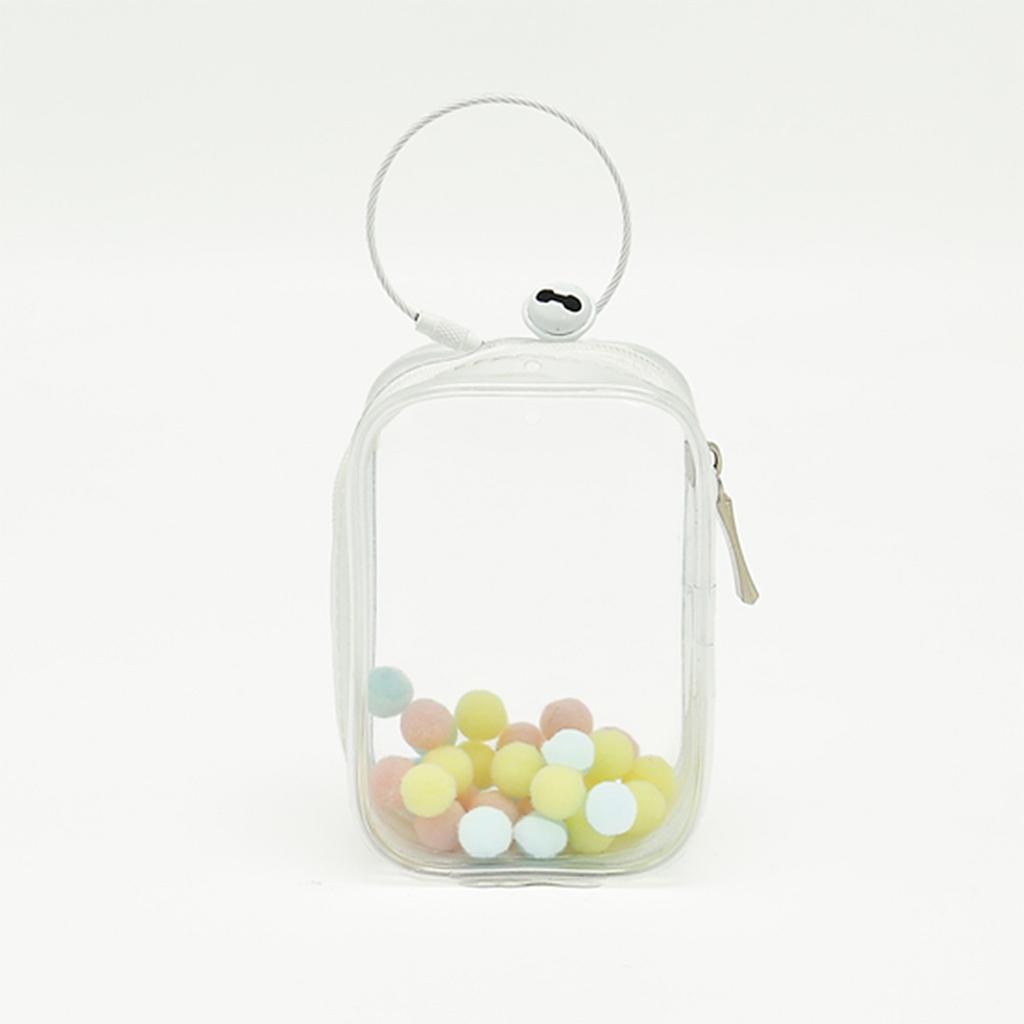 Thicken Transparent Pvc Clear Pouch Mystery Box Organizer Box Keychain Bag Doll Organization Toy Storage Case With Plush Ball