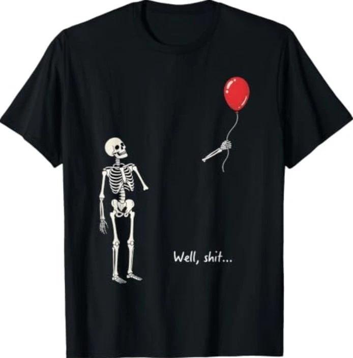 Well Skeleton Holding Balloon Gothic Halloween T-Shirt