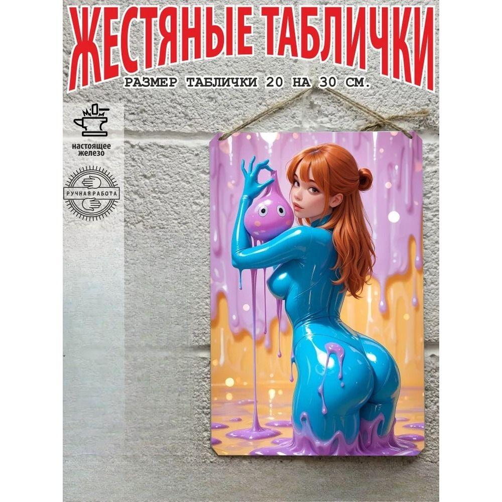 Planetjuice настенное искусство Жестяной знак Аниме Девушка Постер x См Настенное искусство Металлический Декор Подарок