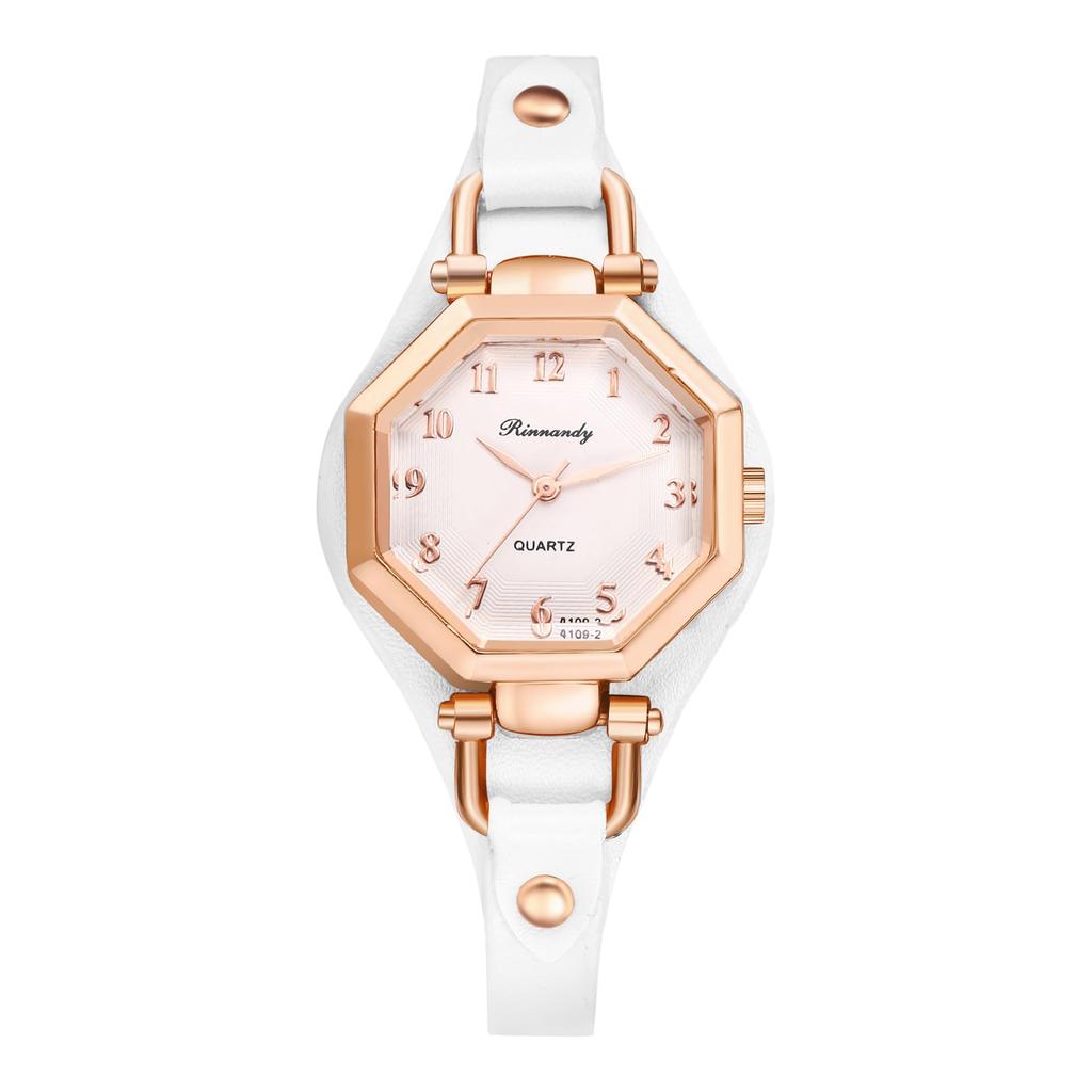 Octagonal Numeral Small White Gold New Eve Wristwatch, Ladies', Dial, Dial, Dial, Strap, Case, Stylish, Fashionable, Present, Gift, Valentine's Day,