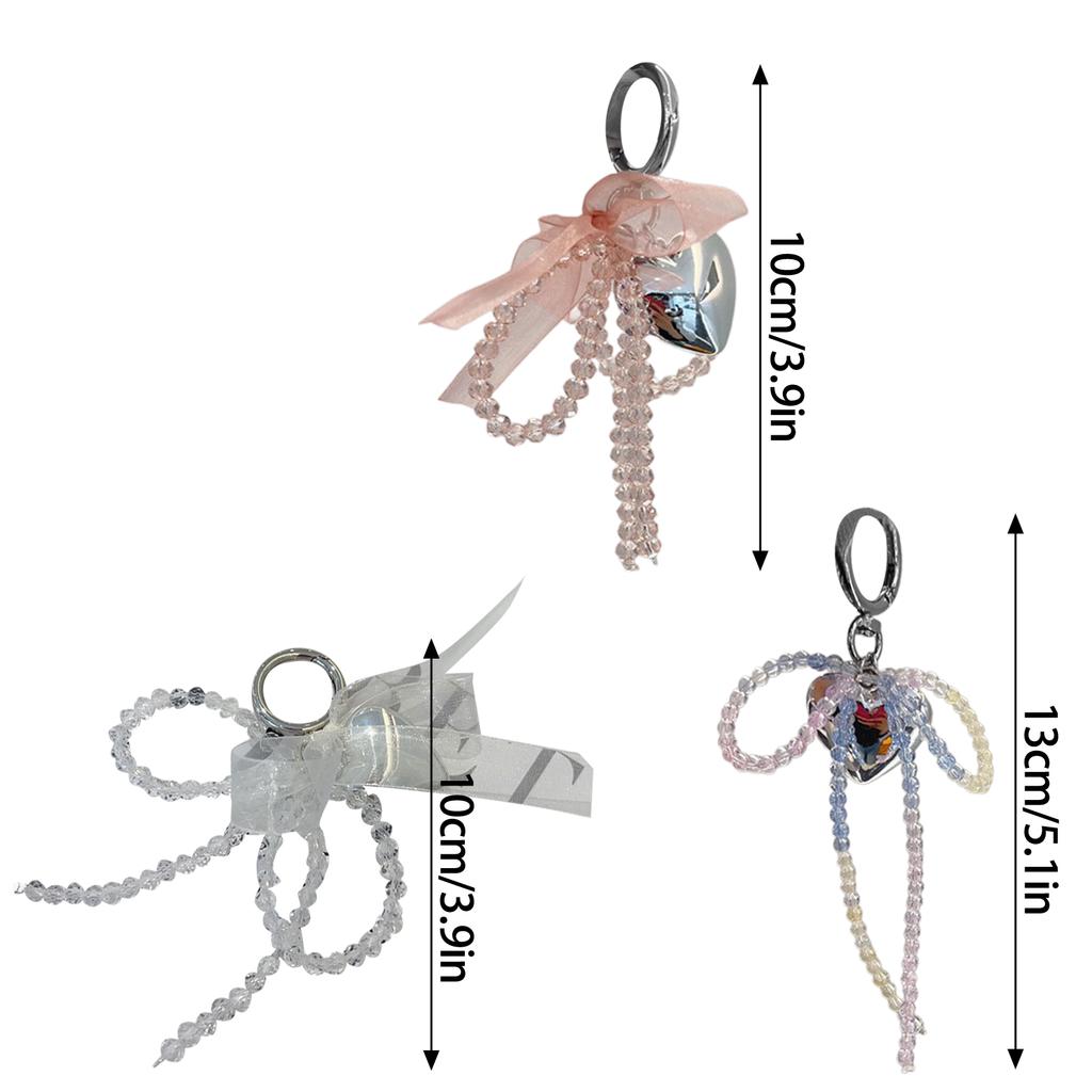 Bowknot Heart Pendant Keyring Phone Charm Detachable Phone Lanyard Butterfly Keychain Stylish Jewelry for Wallet Bag