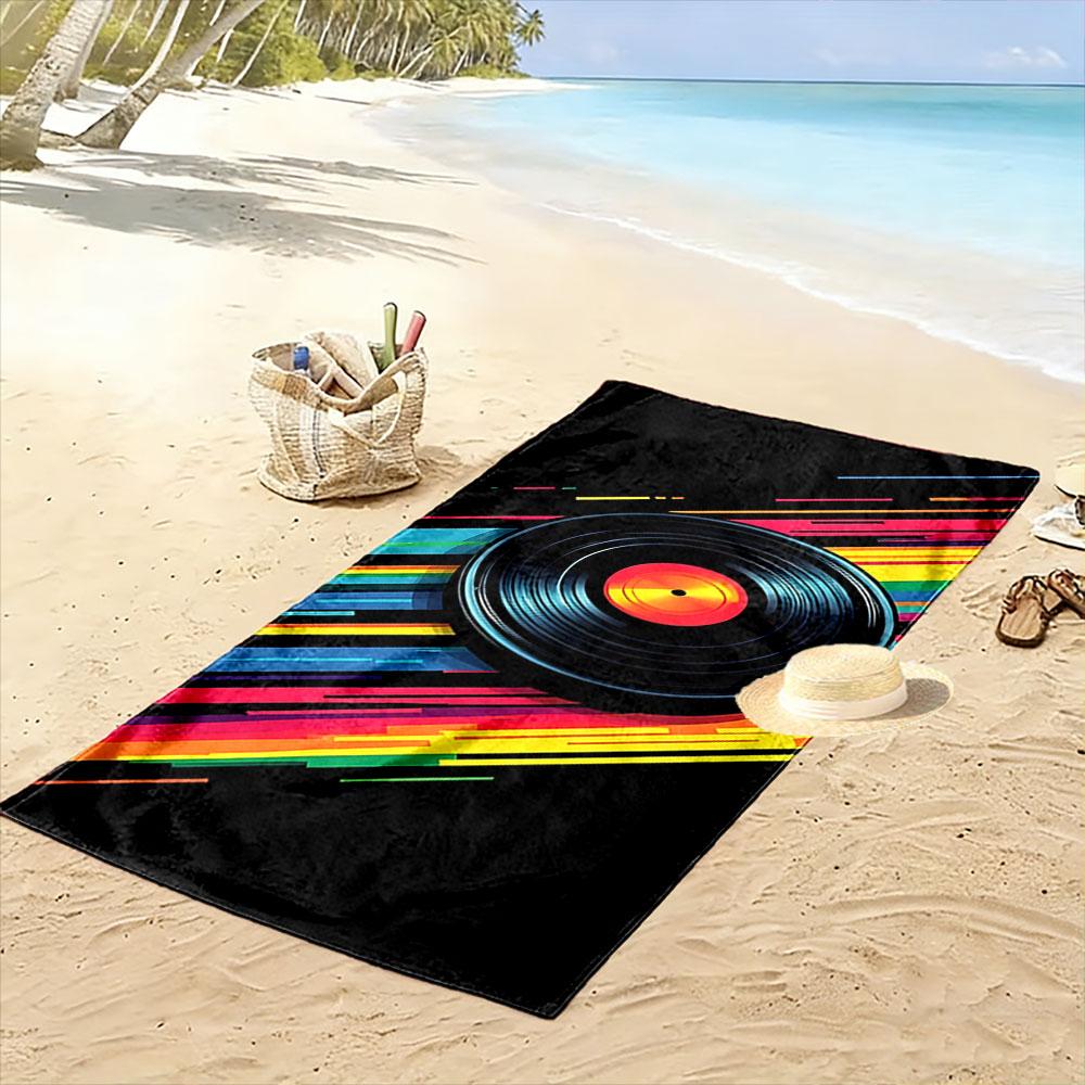 Vibrant spinning music vibes Print beach towel, quick drying, suitable for travel, outdoor sports, jogging, the beach and swimming, gift