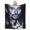 Johnny Hallyday Plush Blanket Girls Boys Flannel Throw Blanket For Outdoor Warm Soft DIY Quality Bedspread