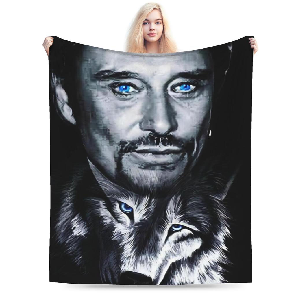 Johnny Hallyday Plush Blanket Girls Boys Flannel Throw Blanket For Outdoor Warm Soft DIY Quality Bedspread