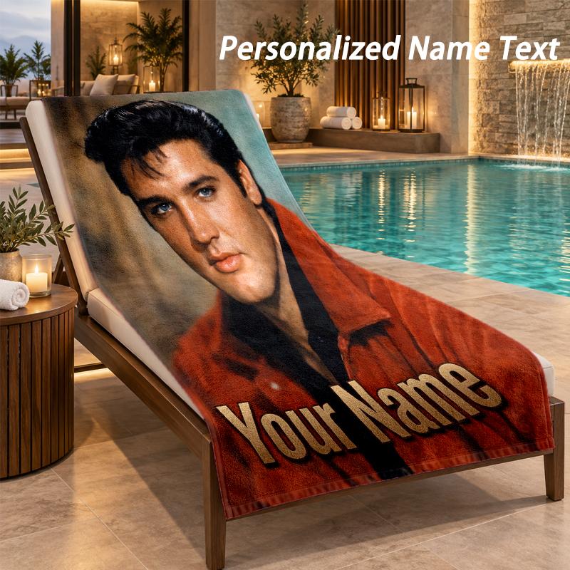 Custom Text Elvis Presley Print Beach Towel Large Towel For Home Bathroom Beach