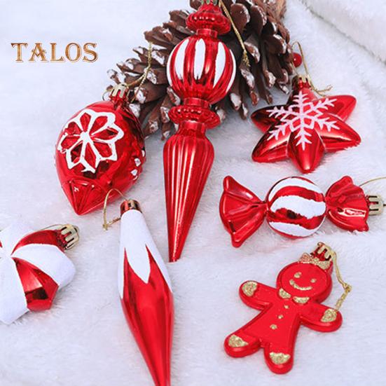 4/6/8/12 Pcs Christmas Ball Ornaments Star Cane Lollipop Cupcake Hanging Decoration for Xmas Tree Home Indoor Decor