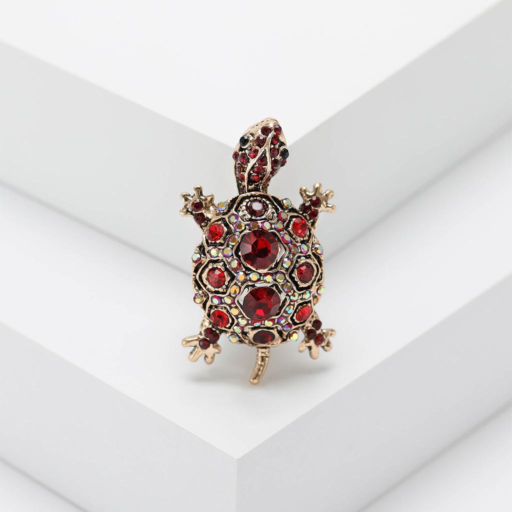 Модная винтажная брошь в виде черепахи со стразами, креативная индивидуальная булавка в виде животного, аксессуары для одежды