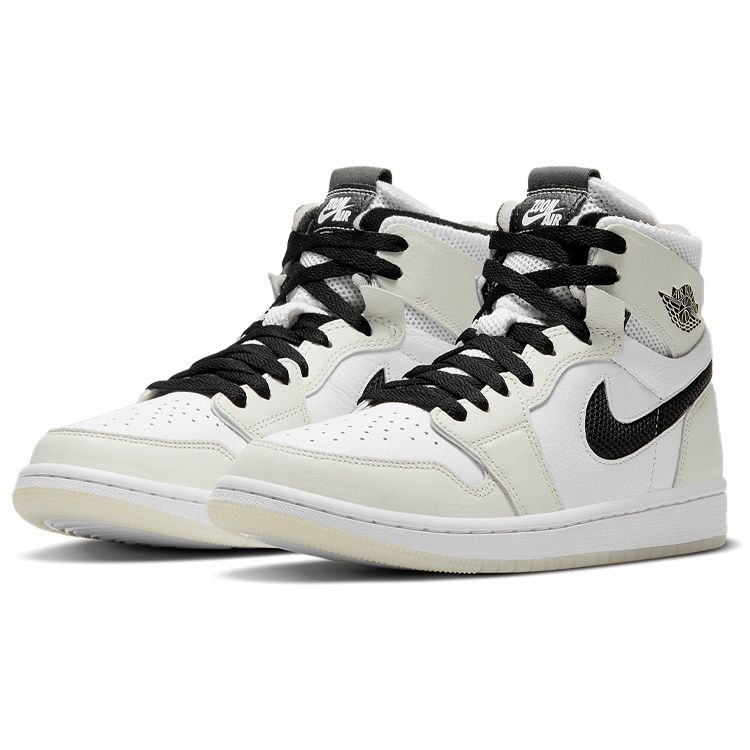 Женские кроссовки Air Jordan 1 High Zoom Comfort Light Bone кремового цвета с морским стеклом черного цвета CT0979-002
