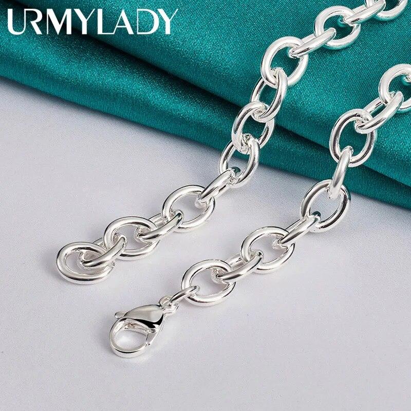 URMYLADY стерлингового серебра 925 пробы с двойным сердцем 18 дюймов кулон ожерелье для женщин свадьба помолвка модные украшения