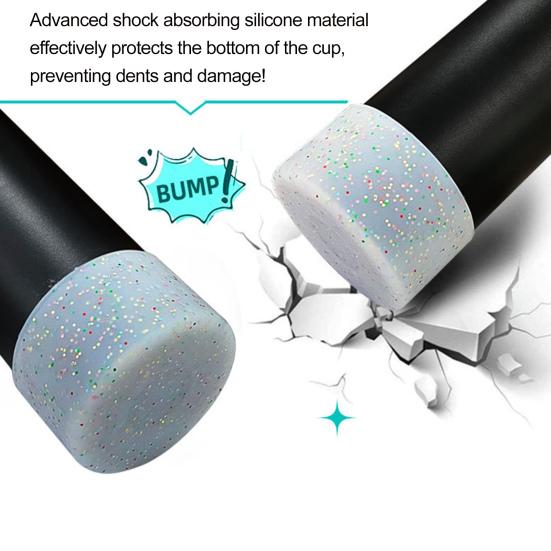 Блестящий силиконовый чехол для бутылки с водой, нескользящая изоляционная защита дна чашки, защита от ожогов