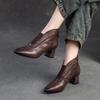 Fashion GKTINOO  2024 Summer New Sandals Genuine Leather Breathable Hollow-out Boots Retro Pointed High Heel Commuter Women's Shoes