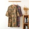 Blue Green Colors Printed Robe for Men Cotton Kimono Men Bathrobe for Spring and Summer Autumn Cotton Long Style Men Kimono Robe