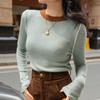Autumn Thin Long Sleeve Casual Knitted Sweater Women Tops Fashion Solid Slim Base Winter Sweaters Women Round Neck Elegant Office Ladies Jumpers 25850