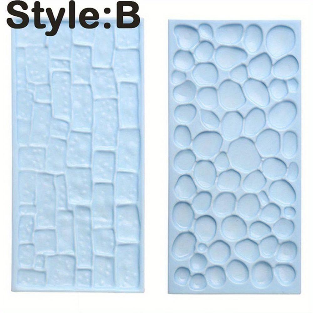 2pcs Fur Wall Flower City Wall Pebble Pattern Road Embossed Printing Mold Fondant Cake Skirt Mold Baking Cake Biscuit Mold Tool