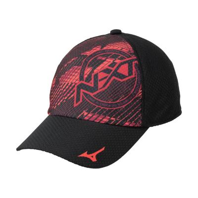 Mizuno Спортивная кепка N-XT Mesh - Ультрадышащая, с высокой вентиляцией, для бега - Черный/Красный - Один размер