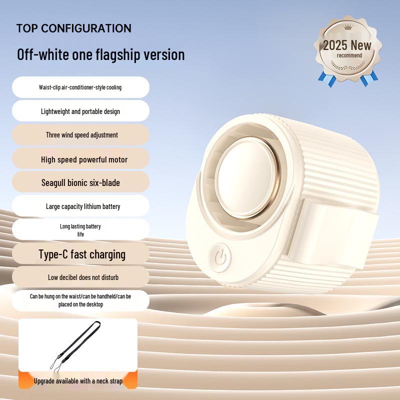 Portable Hanging Fan for Camping and Cycling - Long Battery Life, Heatstroke Prevention, Neck and Waist Wearable Design.