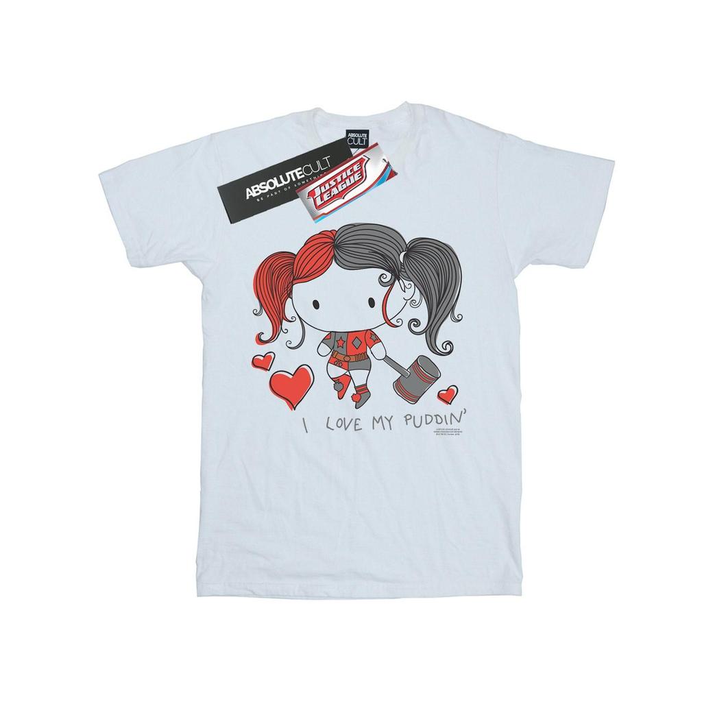 DC Comics Womens/Ladies Justice League I Love My Puddin´ Cotton Boyfriend T-Shirt