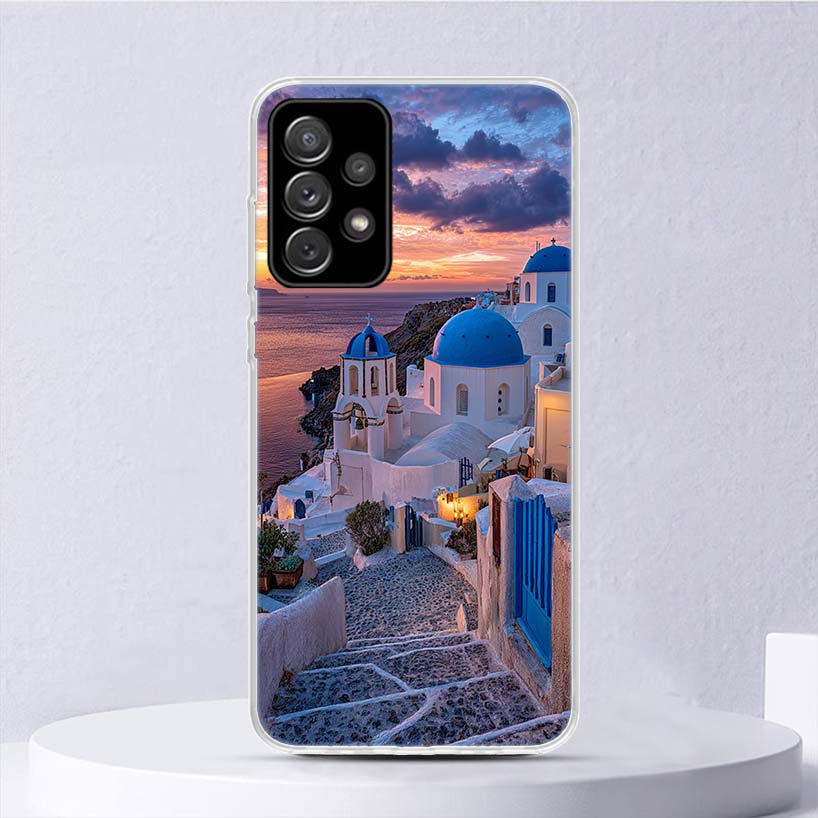 Греция Летом Санторини Мягкий Чехол Для Samsung Galaxy A17 A16 A26 A36 A56 A15 A14 A13 A55 A54 A53 Чехол Для Телефона A25 A35 A24 A34