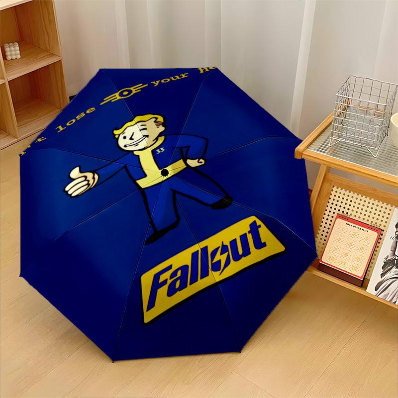 Fallout Vault Boy Windproof Auto 8 Rib Folding Umbrella Portable Outdoor Parasol
