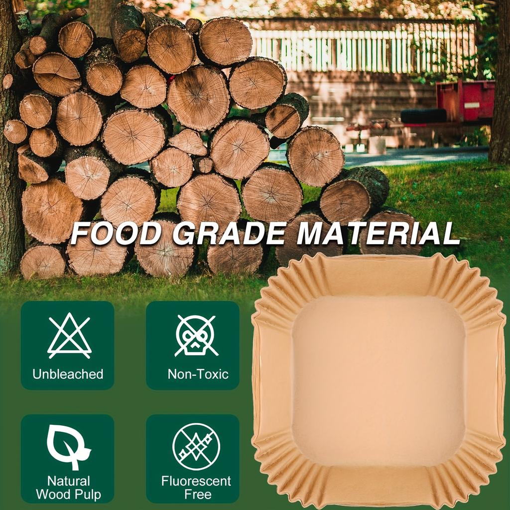 100/200pcs Air Fryer Disposable Paper Liners Square, Air Fryer Accessories, Oil Proof & Water Proof, Paper Liner for Baking Roasting Microwave Oven